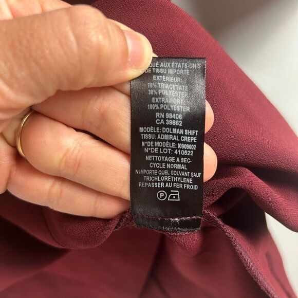 Theory Dolman Shift Dress - Mock Neck Long Sleeve - Burgundy - Picture 7 of 8